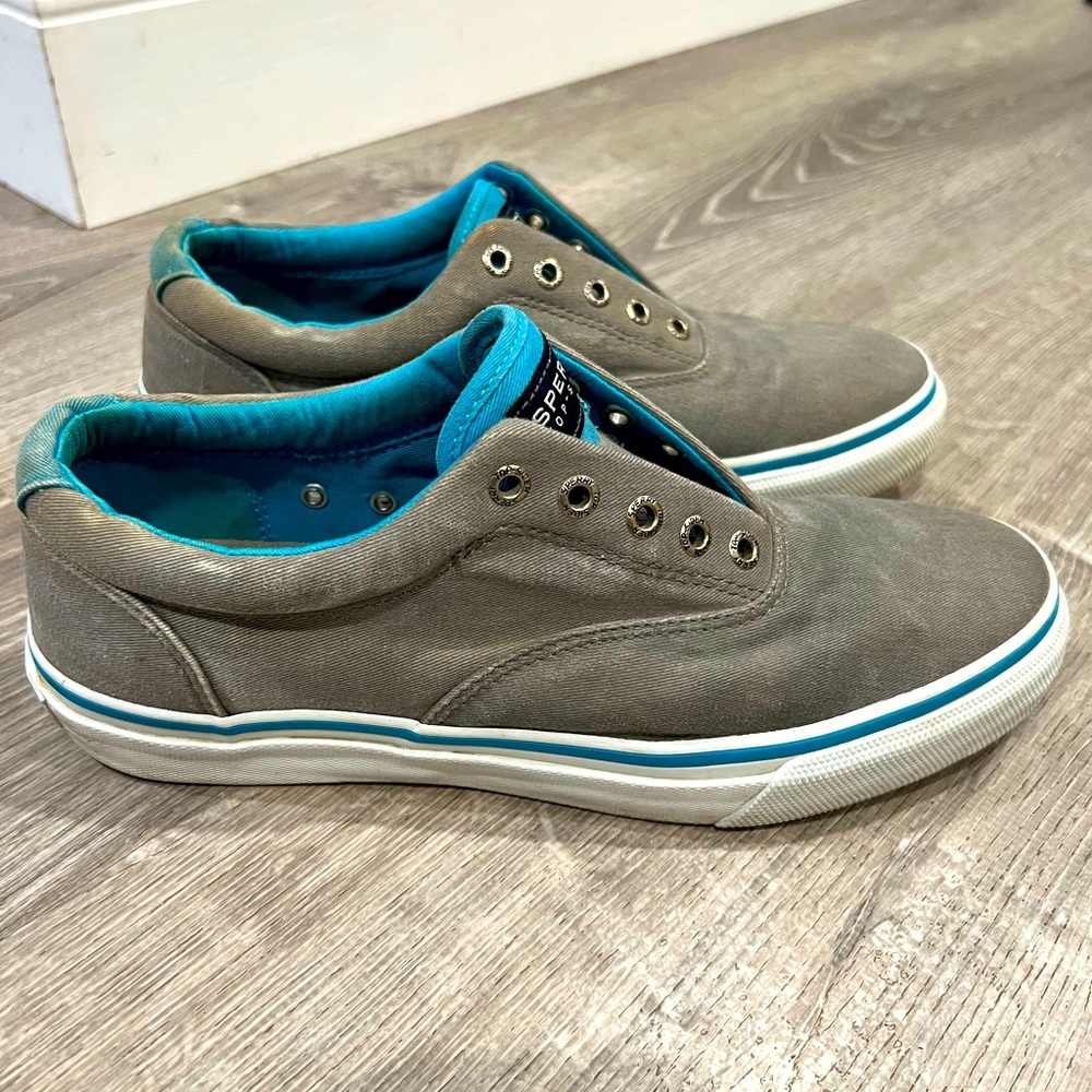 Sperry top-sider men’s canvas shoes. Gray. Size 9.5